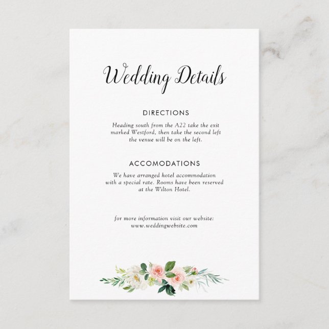 Rose Hochzeitskarte Begleitkarte (Vorderseite)