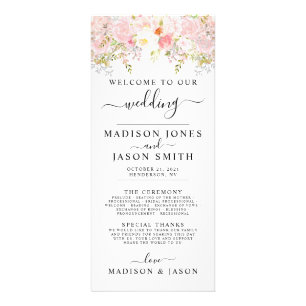 Rose Hochzeitsprogramm Peony Blush Pink Werbekarte