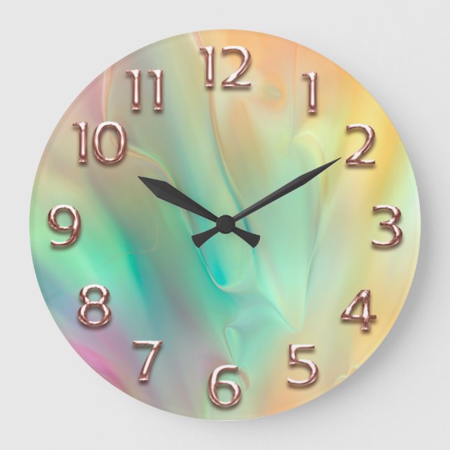 Rose Holograph Abstract  Numbers Green Große Wanduhr (Vorderseite)