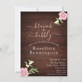 Rose Holzbrunch und Brautparty mit Bubbly Einladung