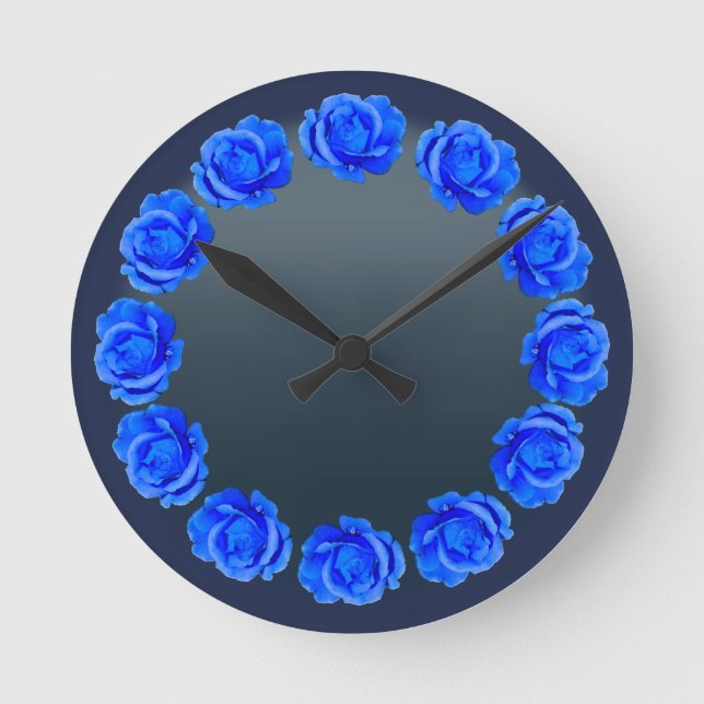 Rose Horloge Bleu Rose Fleur Mur Horloge Rose cade (Recto)