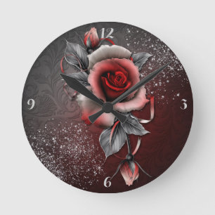 *Rose - Horloge ronde (moyenne)