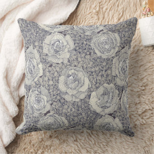 Rose Hortensie floral perl navy pflaumenfarben Kissen