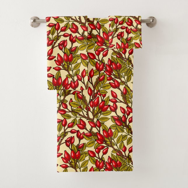 Rose Hüften, rot, grün, gelb Badhandtuch Set (Insitu)