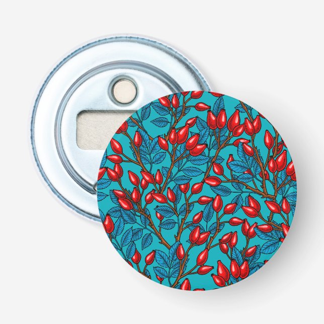 Rose Hüften, rot und blau Flaschenöffner (Vorderseite)