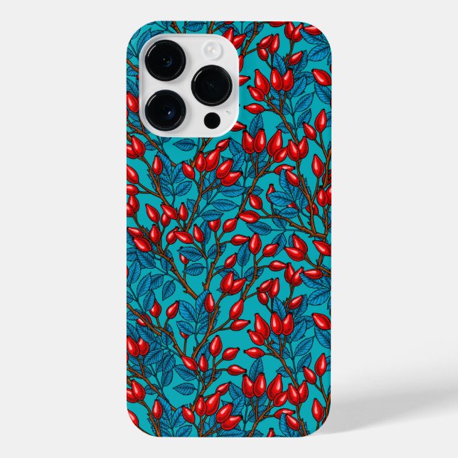 Rose Hüften, rot und blau iPhone 14 Pro Max Hülle (Rückseite)