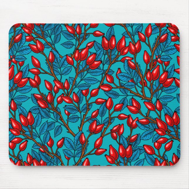 Rose Hüften, rot und blau Mousepad (Vorne)