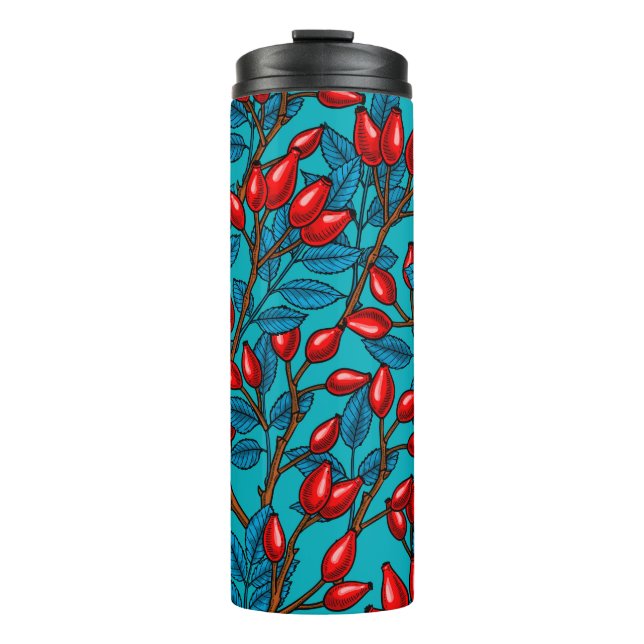Rose Hüften, rot und blau Thermosbecher (Vorderseite)