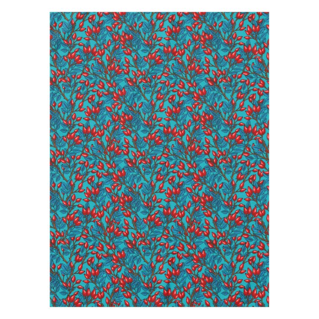 Rose Hüften, rot und blau Tischdecke (Vorderseite)