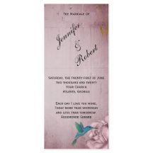 Rose Hummingbird Hochzeitsprogramm