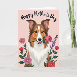 Rose-Hund-Muttertags-Grußkarte Karte