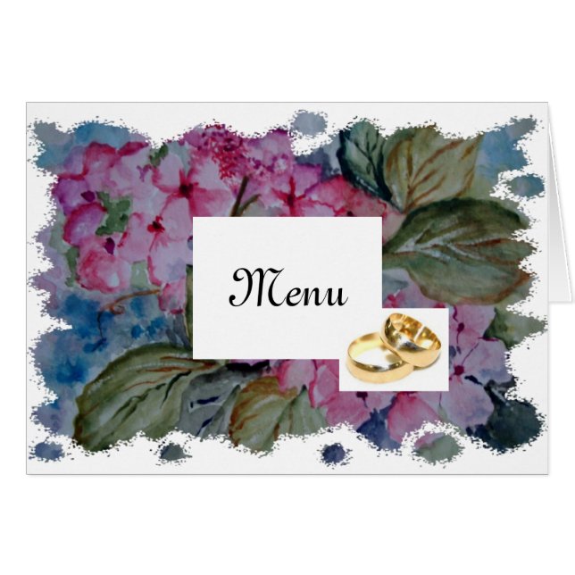 Rose Hydrangeas - Hochzeitsmenü (Vorderseite (Horizontal))