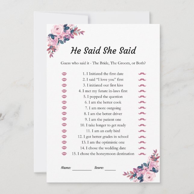 Rose Il A Dit Qu'Elle A Dit Fête des mariées Carte (Devant)