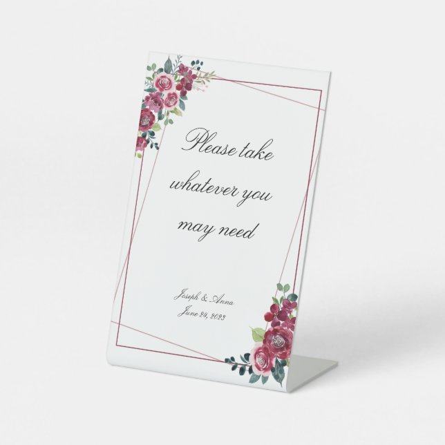 Rose im Bad Zeichen individuell einstellbar Sockelschild (Vorderseite)