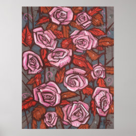 Rose im Herbst Kunst im Blumengarten Rustikale Blu Poster