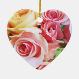 Rose im Herzen Keramikornament