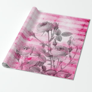 Rose im Hintergrund in Hot Pink   Floral Geschenkpapier