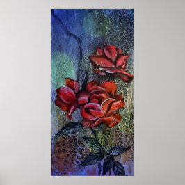 Rose im Regendruck Poster