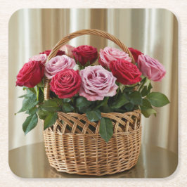 Rose im Untersetzer-Set Rechteckiger Pappuntersetzer