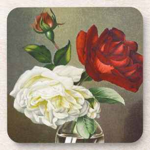 Rose im Vintagen Garten in einer Glasvase Getränkeuntersetzer