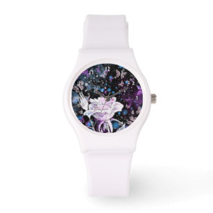 Rose im Winter und Schmetterlinge beobachten Armbanduhr