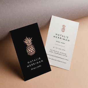 Rose Imitat Gold Ananas Vertikal Visitenkarte