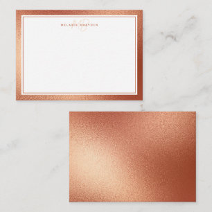 Rose Imitate Gold Fohlen Minimalistisch Monogramm  Mitteilungskarte