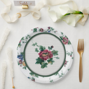 Rose Imitate Kreuzstich-Papierplatte Pappteller