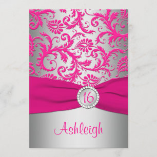 Rose IMPRIMÉ de RUBAN, invitation du bonbon 16 à