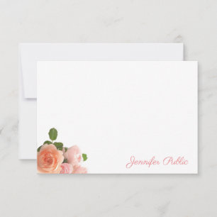 Rose in Aquarellen Handgeschriebene Skriptvorlage Mitteilungskarte