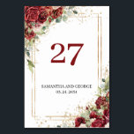 Rose in Aquarellfarbe und Bordeaux Tischnummer<br><div class="desc">Freuen Sie sich auf Ihr Hochzeitsfest mit diesem charmanten Design für die Tischnummer mit diesen zauberhaften Aquarellblumen und Eukalyptusblättern, die elegant in einen goldenen geometrischen Rahmen eingewoben sind. Zeigen Sie ihnen, dass sie Ihre besondere Aufmerksamkeit und geben Sie ihnen ein unvergessliches Party Momente. Zögern Sie nicht, mich zu kontaktieren, um...</div>