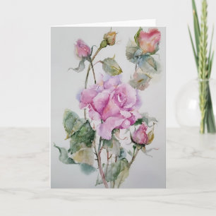Rose in Aquarellfarben Karte