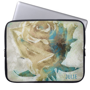 Rose in Beige und Blau Laptopschutzhülle