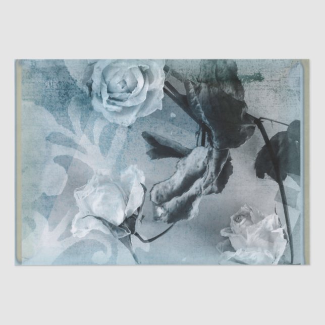 Rose in Blautönen Seidenpapier (Vorderseite)