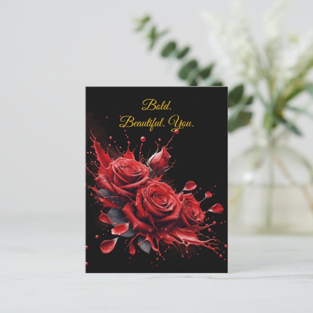 Rose in Bloom - Eleganter Geburtstag Postkarte (Stehend Vorderseite)