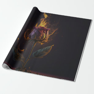 Rose in Brand Geschenkpapier