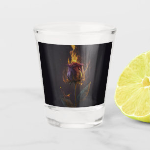 Rose in Brand Schnapsglas