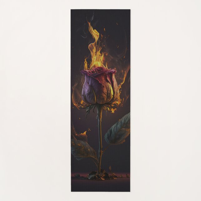 Rose in Brand Yogamatte (Vorderseite)