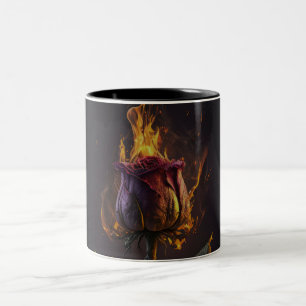 Rose in Brand Zweifarbige Tasse