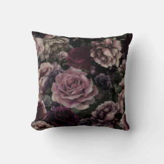 Rose in Burgund und Rosa Vintage botanische Kissen