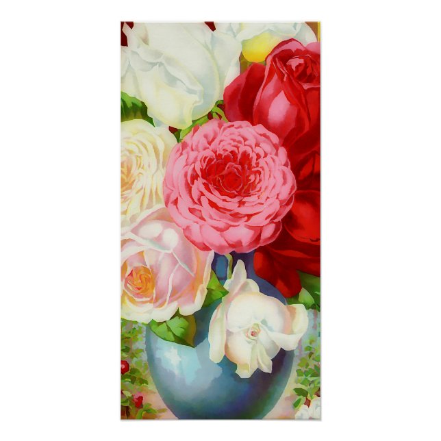 Rose in der Vasenmalerei Poster (Vorderseite)