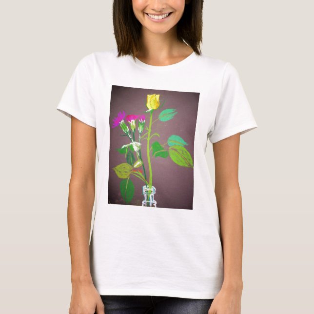 Rose in einer Flasche T T-Shirt (Vorderseite)