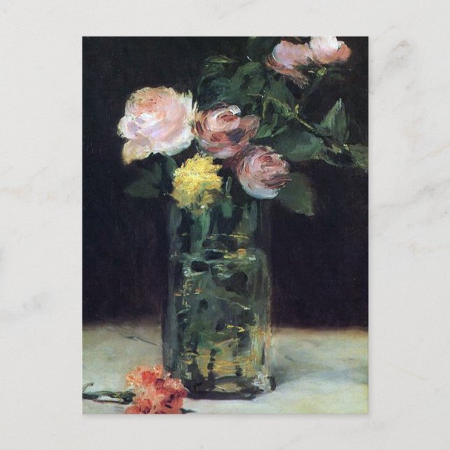 Rose in einer Glasvase von Manet Postcard Postkarte (Vorderseite)