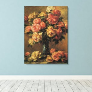 Rose in einer Vase von Pierre Renoir, Vintage Kuns Leinwanddruck
