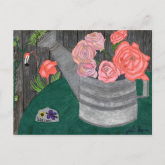 Rose in einer Wasserdose Postkarte