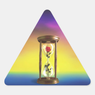 Rose in Hourglass Dreieckiger Aufkleber