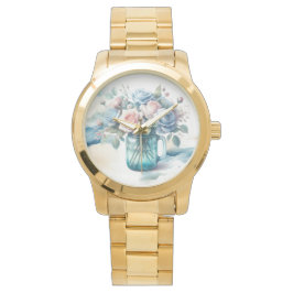 Rose in Mason Jar Vintag Style Armbanduhr