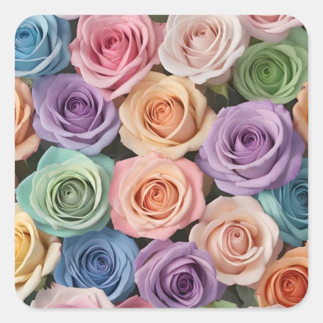 Rose in Pastellfarben Quadratischer Aufkleber (Vorderseite)