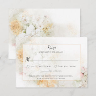 Rose in Pastellgelb und Rosa UAWG RSVP Karte