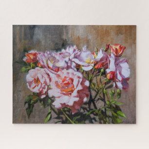 Rose in Pavlovsk - elegante Ölmalerei in Rosa